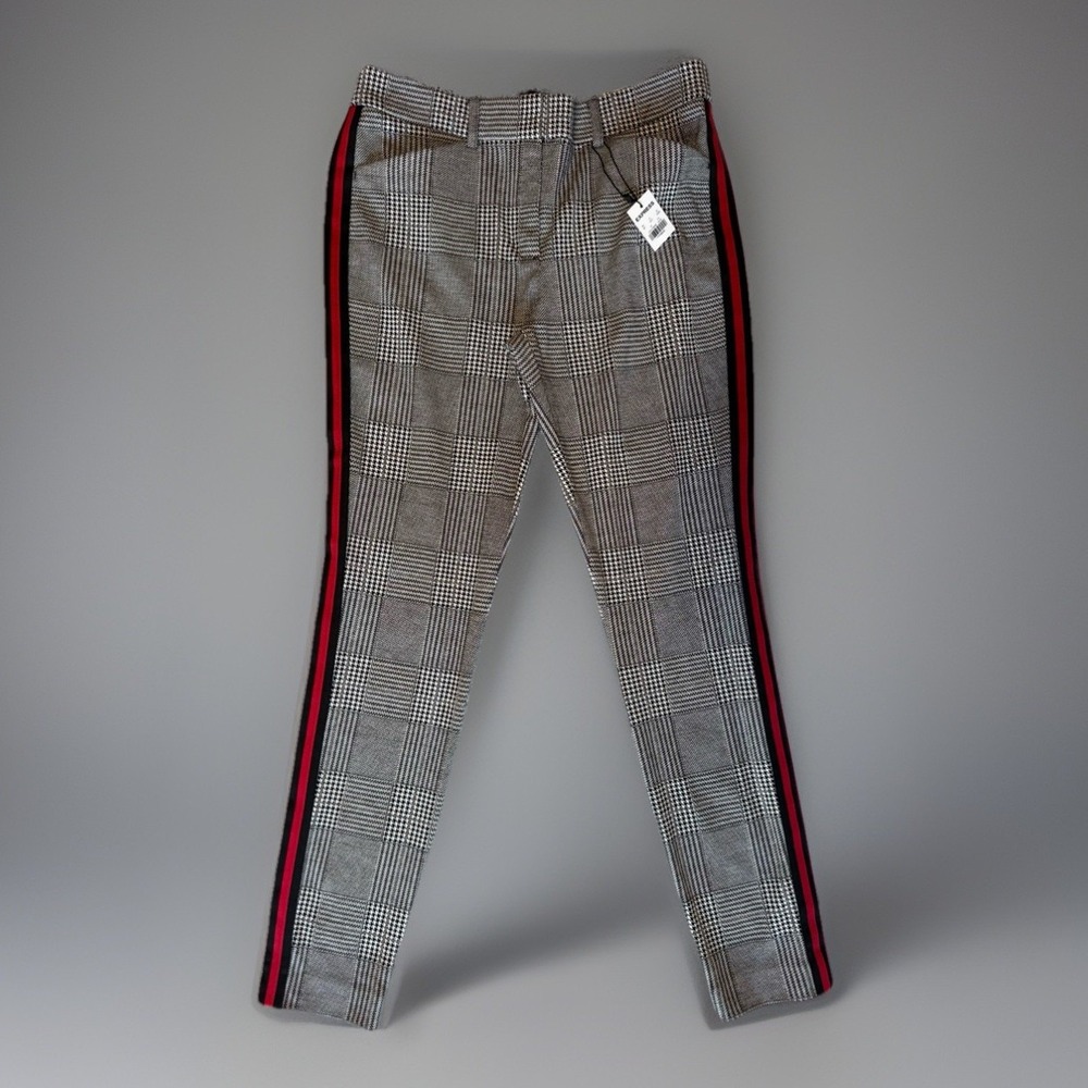 NWT Express Stretch Skinny Mid-Rise Plaid Dress Pants Side Stripe Womens Size 8R